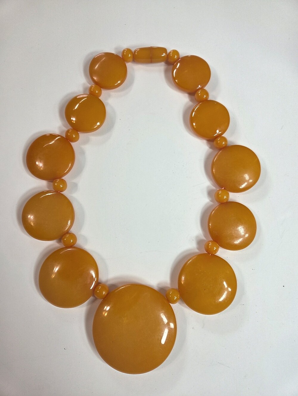 vtg 90s marion godart paris butterscotch disc graduated necklace lucite resin